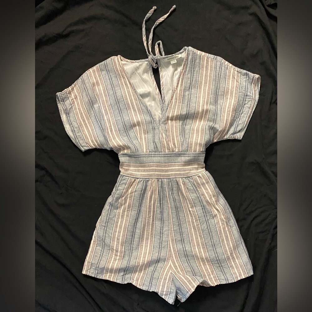 American Eagle Stripped Shorts Kimono Romper